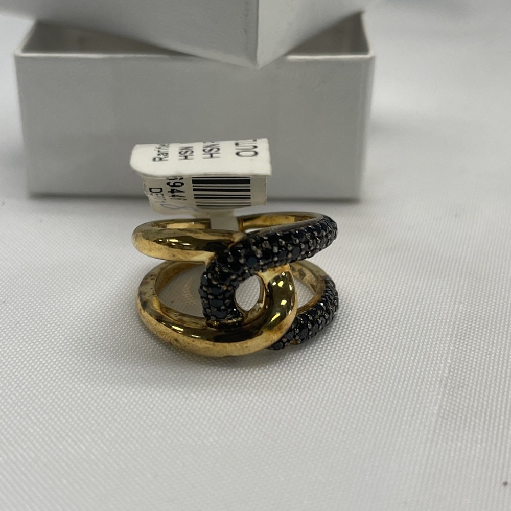 bellezza ring Black Spinel Gold Toned STONE Missing